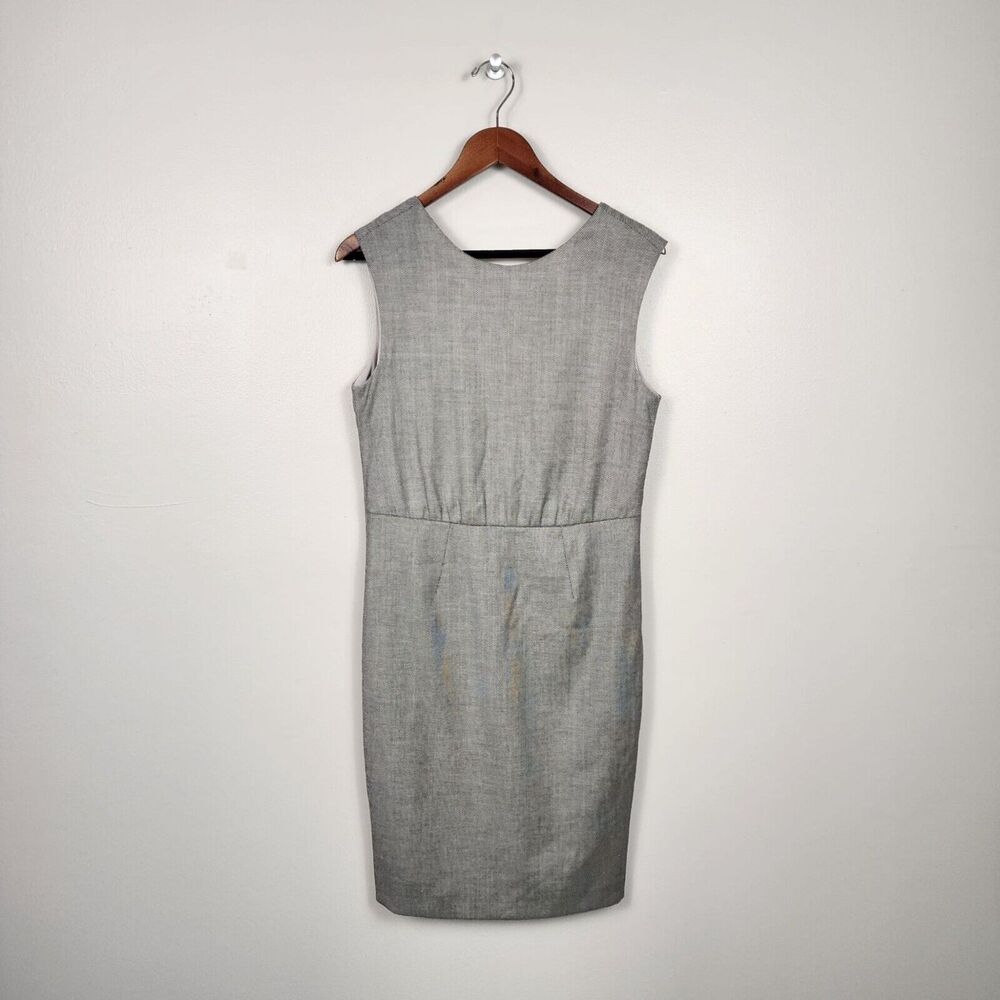 EMPORIO ARMANI | RARE Grey Virgin Wool Blend Dress Sz 6 Minimalist Classic Work